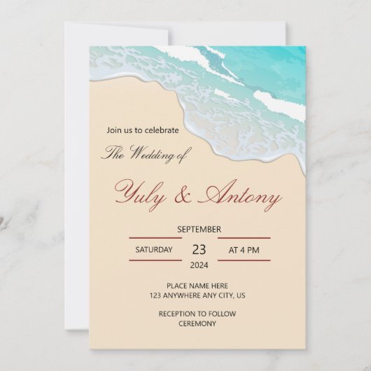 coastal wedding Invitation beach decor 招待状 (正面)