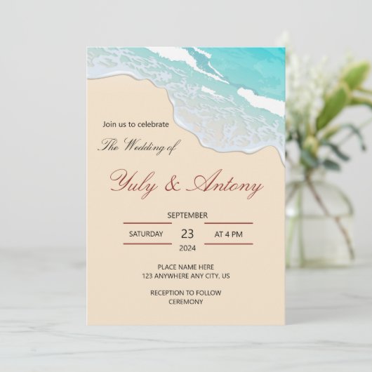 coastal wedding Invitation beach decor 招待状 (スタンド正面)