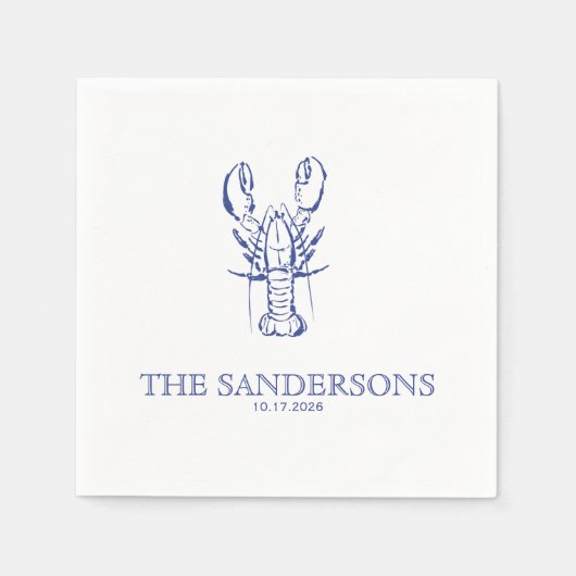 Coastal Wedding Napkin スタンダードカクテルナプキン (正面)