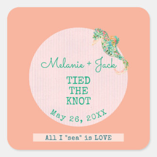Coastal Weddingr Seahorse Stripe スクエアシール