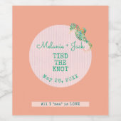 Coastal Weddingr Seahorse Stripe ワインラベル (シングルラベル)