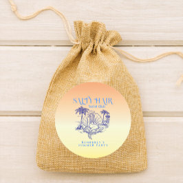 Coastal Yellow Cowgirl Mermaid Birthday Party ラウンドシール