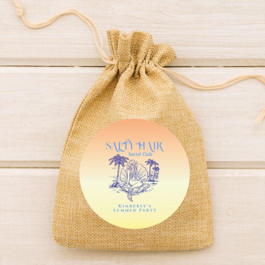 Coastal Yellow Cowgirl Mermaid Birthday Party ラウンドシール