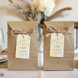 Coastal Yellow Stripes Sea You Soon Baby Shower ギフトタグ