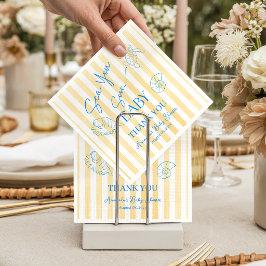 Coastal Yellow Stripes Sea You Soon Baby Shower スタンダードランチョンナプキン