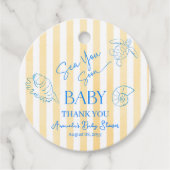 Coastal Yellow Stripes Sea You Soon Baby Shower フェイバータグ (正面)