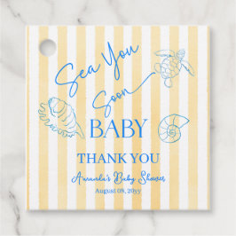 Coastal Yellow Stripes Sea You Soon Baby Shower フェイバータグ