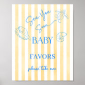 Coastal Yellow Stripes Sea You Soon Baby Shower ポスター (正面)