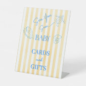 Coastal Yellow Stripes Sea You Soon Baby Shower 台座サイン (正面)