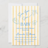 Coastal Yellow Stripes Sea You Soon Baby Shower 招待状 (正面)