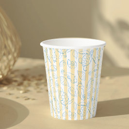 Coastal Yellow Stripes Sea You Soon Baby Shower 紙コップ