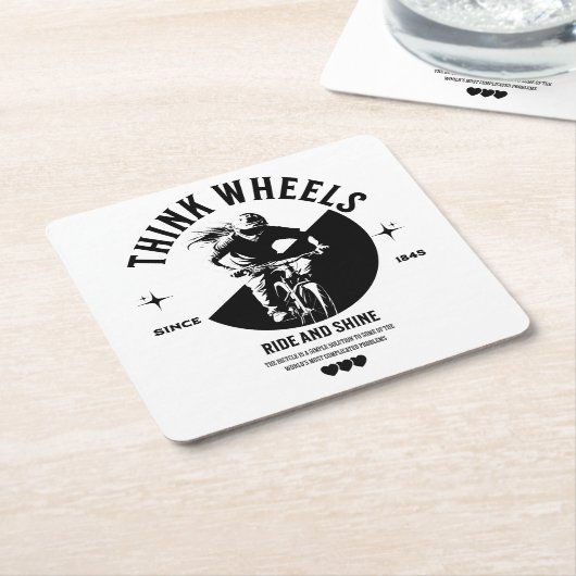 Coaster上のコントラストサイクリングイメージ スクエアペーパーコースター (アングル)