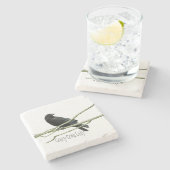 Coaster熱狂するなカラスの女性 ストーンコースター (横)