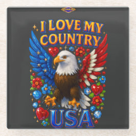 Coaster Design: I Love My Country - USA ガラスコースター