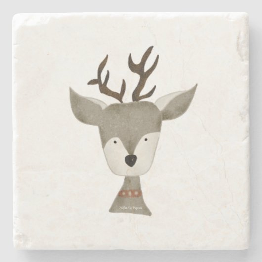 Coaster | Marble Trivet | Antique Reindeer ストーンコースター (正面)