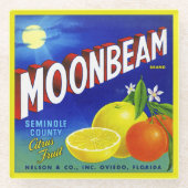 COASTER - Moonbeam Citrus - Produce Crate Label ガラスコースター (正面)