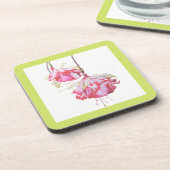 Coaster Set上のエキゾチック明るい赤紫色 コースター (左側)