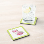 Coaster Set上のエキゾチック明るい赤紫色 コースター (右側)