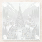 Coaster Silhouette Snowy Scene ガラスコースター (裏面)