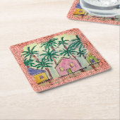Coaster - Tropical Cabin Paintstroke-2 スクエアペーパーコースター (アングル)