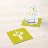 Coasters Floral Cross Yellow スクエアペーパーコースター (インサイチュ)