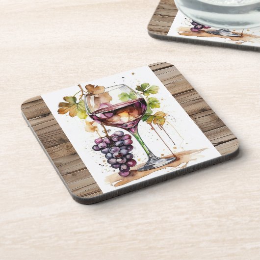 Coasters/ Porta copos/ Wine glass and Grapes コースター (左側)