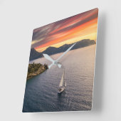 Coastline | Bodrum, Turkey スクエア壁時計 (傾斜)