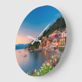 Coastline | Varenna, Lombardy, Italy ラージ壁時計 (傾斜)