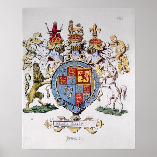 Coat of Arms of King James I of England ポスター (正面)