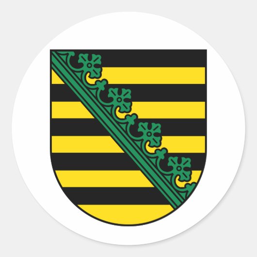 Coat of Arms of Sachsen（ザクセン）、ドイツのステッカー ラウンドシール (正面)