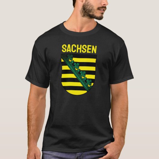 Coat of Arms of Sachsen（ザクセン）、ドイツTシャツ Tシャツ (正面)