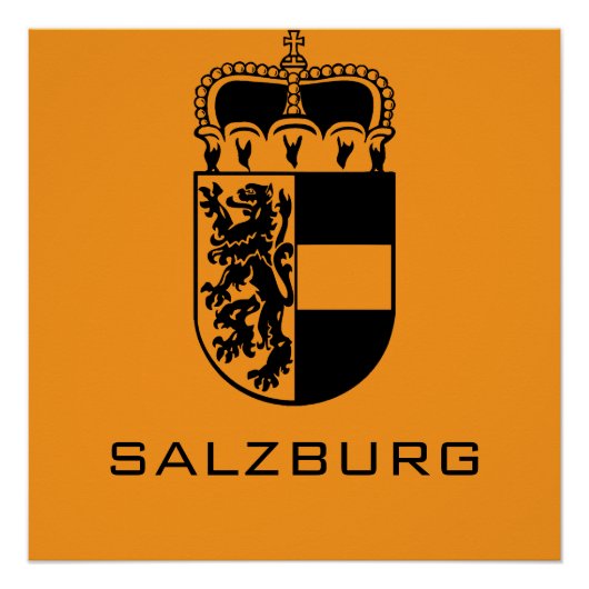 Coat of Arms of Salzburg Monochrome Fine Art ポスター (正面)