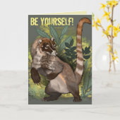 CoatamundiまたはホワイトノーズCoati カード (黄色い花)