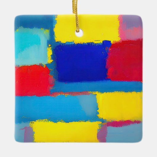 「Cobaltカーニバル」抽象芸術アート セラミックオーナメント (正面)