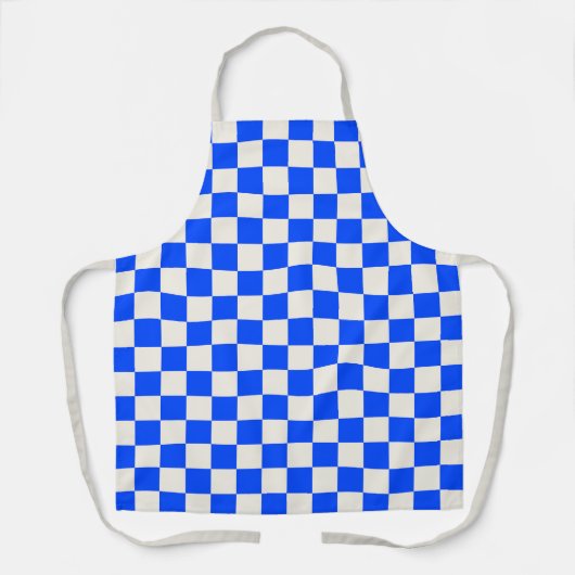 Cobalt and cream checkerboard pattern エプロン (正面)