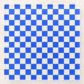 Cobalt and cream checkerboard pattern ガラスコースター (正面)