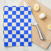 Cobalt and cream checkerboard pattern キッチンタオル (四つ折り)