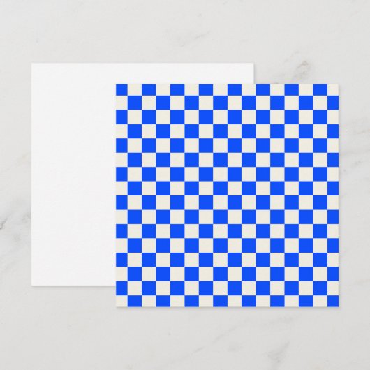 Cobalt and cream checkerboard pattern サンキューカード (正面/裏面)