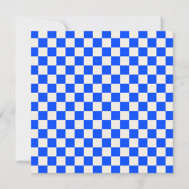 Cobalt and cream checkerboard pattern サンキューカード