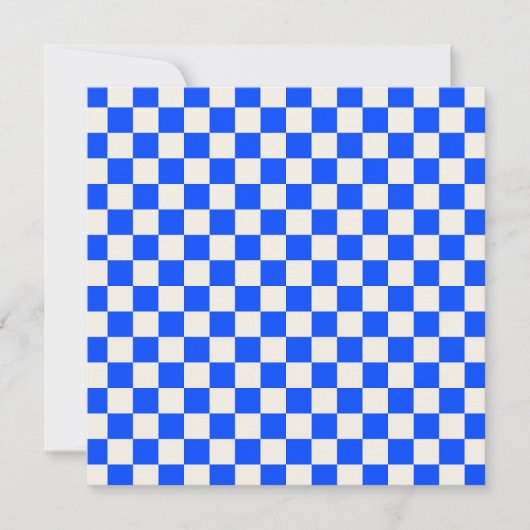 Cobalt and cream checkerboard pattern サンキューカード (正面)