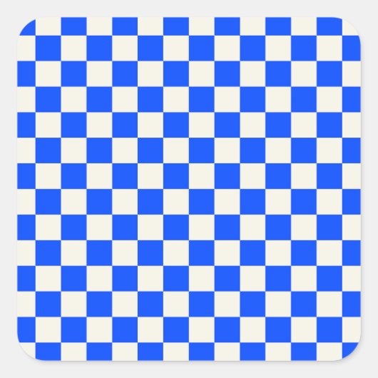 Cobalt and cream checkerboard pattern スクエアシール (正面)