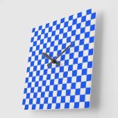 Cobalt and cream checkerboard pattern スクエア壁時計 (傾斜)