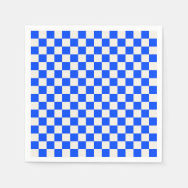 Cobalt and cream checkerboard pattern スタンダードカクテルナプキン