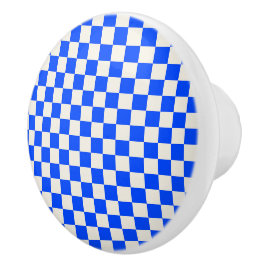 Cobalt and cream checkerboard pattern セラミックノブ