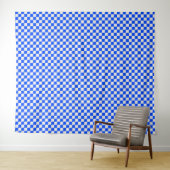 Cobalt and cream checkerboard pattern タペストリー (インサイチュ(横))
