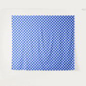 Cobalt and cream checkerboard pattern タペストリー (正面(横))