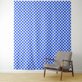 Cobalt and cream checkerboard pattern タペストリー