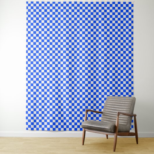 Cobalt and cream checkerboard pattern タペストリー (インサイチュ)