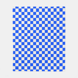 Cobalt and cream checkerboard pattern フリースブランケット