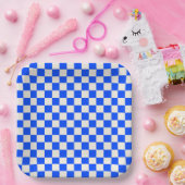 Cobalt and cream checkerboard pattern ペーパープレート (パーティー)